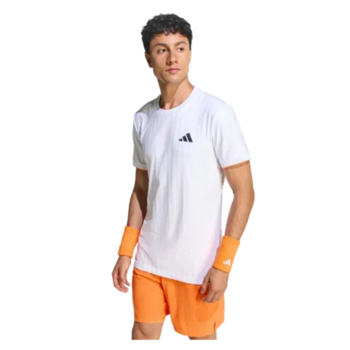 T-SHIRT HOMME ADIDAS FREELIFT PRO BLANC / ORANGE