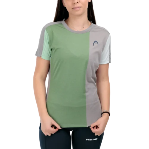 T-SHIRT FEMME HEAD PLAY TECH VERT / GRIS