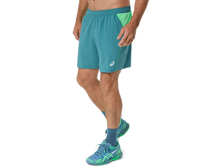short-padel-asics-court-7in-bleu-vert-cote